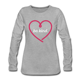 Heart be kind - Frauen Premium Langarmshirt - Grau meliert