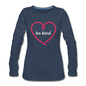 Heart be kind - Frauen Premium Langarmshirt - Bordeauxrot meliert