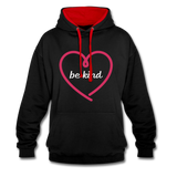 Heart be kind - Frauen Kontrast-Hoodie - Schwarz/Rot