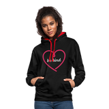 Heart be kind - Frauen Kontrast-Hoodie - Schwarz/Rot