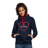 Heart be kind - Frauen Kontrast-Hoodie - Navy/Rot