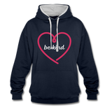 Heart be kind - Frauen Kontrast-Hoodie - Navy/Grau meliert