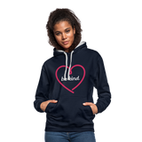 Heart be kind - Frauen Kontrast-Hoodie - Navy/Grau meliert