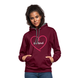 Heart be kind - Frauen Kontrast-Hoodie - Weinrot/Anthrazit