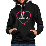 Heart be kind - Frauen Kontrast-Hoodie - Schwarz/Grau meliert