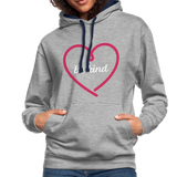 Heart be kind - Frauen Kontrast-Hoodie - Grau meliert/Navy