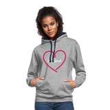 Heart be kind - Frauen Kontrast-Hoodie - Grau meliert/Navy