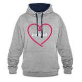 Heart be kind - Frauen Kontrast-Hoodie - Grau meliert/Navy