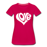 Love Heart - Frauen Premium T-Shirt - dunkles Pink