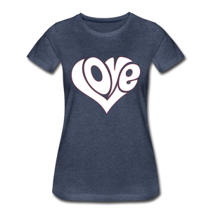 Love Heart - Frauen Premium T-Shirt - Blau meliert