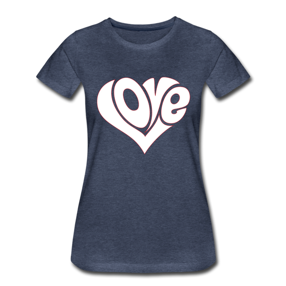 Love Heart - Frauen Premium T-Shirt - Blau meliert