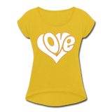 Love heart - Frauen T-Shirt mit gerollten Ärmeln - Senfgelb