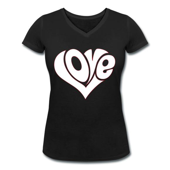 Love heart - Frauen Bio-T-Shirt mit V-Ausschnitt von Stanley & Stella - Schwarz