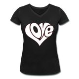 Love heart - Frauen Bio-T-Shirt mit V-Ausschnitt von Stanley & Stella - Schwarz