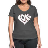 Love heart - Frauen Bio-T-Shirt mit V-Ausschnitt von Stanley & Stella - Anthrazit