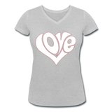 Love heart - Frauen Bio-T-Shirt mit V-Ausschnitt von Stanley & Stella - Grau meliert