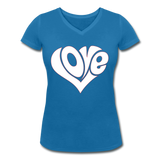 Love heart - Frauen Bio-T-Shirt mit V-Ausschnitt von Stanley & Stella - Pfauenblau