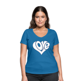 Love heart - Frauen Bio-T-Shirt mit V-Ausschnitt von Stanley & Stella - Pfauenblau