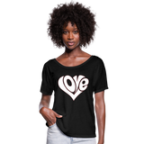 Love heart - Frauen T-Shirt mit Fledermausärmeln von Bella + Canvas - Schwarz