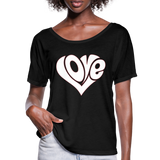 Love heart - Frauen T-Shirt mit Fledermausärmeln von Bella + Canvas - Schwarz