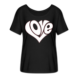 Love heart - Frauen T-Shirt mit Fledermausärmeln von Bella + Canvas - Schwarz