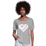 Love heart - Frauen T-Shirt mit Fledermausärmeln von Bella + Canvas - Grau meliert