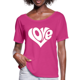 Love heart - Frauen T-Shirt mit Fledermausärmeln von Bella + Canvas - Fuchsiarot