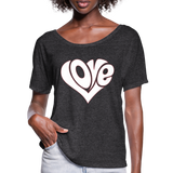 Love heart - Frauen T-Shirt mit Fledermausärmeln von Bella + Canvas - Anthrazit