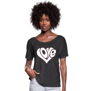 Love heart - Frauen T-Shirt mit Fledermausärmeln von Bella + Canvas - Anthrazit