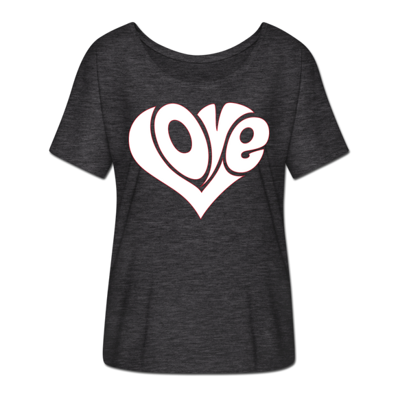 Love heart - Frauen T-Shirt mit Fledermausärmeln von Bella + Canvas - Anthrazit