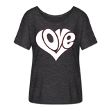 Love heart - Frauen T-Shirt mit Fledermausärmeln von Bella + Canvas - Anthrazit