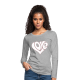 Love heart - Frauen Premium Langarmshirt - Grau meliert