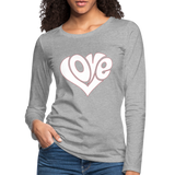 Love heart - Frauen Premium Langarmshirt - Grau meliert