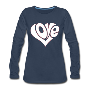 Love heart - Frauen Premium Langarmshirt - Bordeauxrot meliert