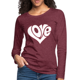 Love heart - Frauen Premium Langarmshirt - Bordeauxrot meliert