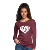 Love heart - Frauen Premium Langarmshirt - Bordeauxrot meliert