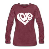 Love heart - Frauen Premium Langarmshirt - Bordeauxrot meliert