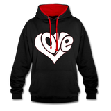 Love heart - Frauen Kontrast-Hoodie - Schwarz/Rot