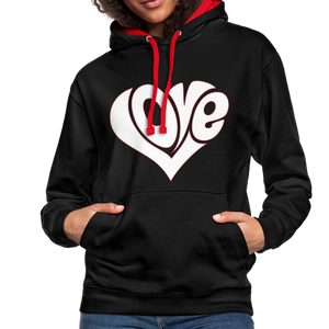 Love heart - Frauen Kontrast-Hoodie - Navy/Rot