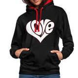 Love heart - Frauen Kontrast-Hoodie - Schwarz/Rot