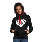 Love heart - Frauen Kontrast-Hoodie - Schwarz/Rot