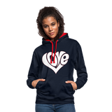 Love heart - Frauen Kontrast-Hoodie - Navy/Rot