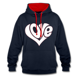 Love heart - Frauen Kontrast-Hoodie - Navy/Rot