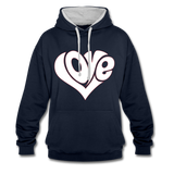 Love heart - Frauen Kontrast-Hoodie - Navy/Grau meliert