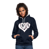 Love heart - Frauen Kontrast-Hoodie - Navy/Grau meliert