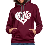 Love heart - Frauen Kontrast-Hoodie - Weinrot/Anthrazit