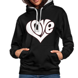 Love heart - Frauen Kontrast-Hoodie - Schwarz/Grau meliert