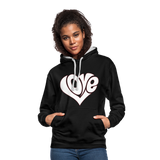 Love heart - Frauen Kontrast-Hoodie - Schwarz/Grau meliert