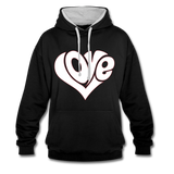 Love heart - Frauen Kontrast-Hoodie - Schwarz/Grau meliert