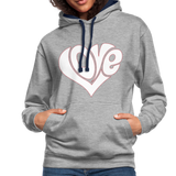 Love heart - Frauen Kontrast-Hoodie - Grau meliert/Navy